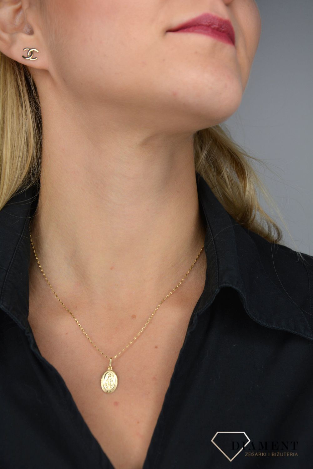 Złoty łańcuszek do medalika 585 ozdobny splot 1 mm.jpg